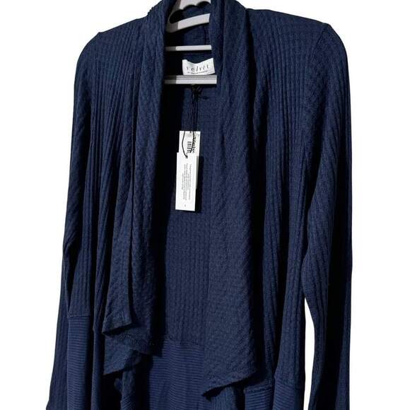 VELVET GRAHAM & SPENCER Navy Bertha Open Textured Cardigan Sweater NWT Small - Picture 2 of 10